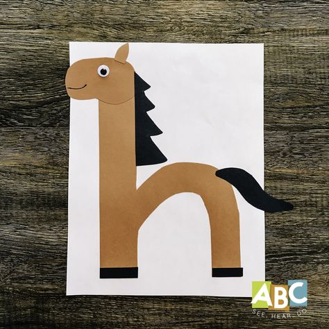 Letter O Week Preschool, Lowercase H Craft, H Is For Horse Craft, Lowercase G Craft, H Letter Craft, Alphabet Teaching Ideas, Letter H Crafts For Toddlers, H Preschool Crafts, Letter H Crafts For Preschoolers