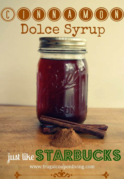 Cinnamon Dolce Syrup Recipe - Just like Starbucks! Cinnamon Dolce Syrup, Copycat Starbucks, Cinnamon Dolce, Homemade Syrup, Homemade Coffee, Coffee Syrup, Starbucks Copycat, Flavored Syrup, Starbucks Recipes