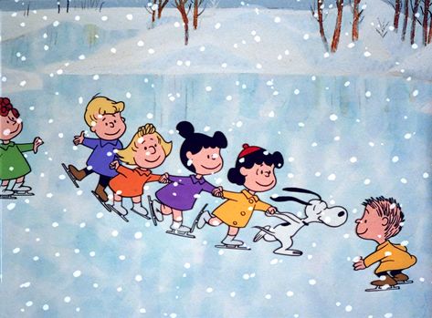 Charlie Brown Christmas Movie, Christmas Ice Skating, Charlie Brown Wallpaper, Christmas Skating, A Charlie Brown Christmas, Christmas Movie Quotes, Family Christmas Movies, Christmas Ice Skates, Snoopy Wallpaper