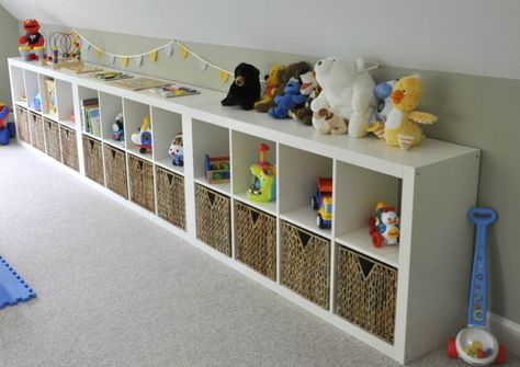 Feeling overwhelmed by toys around the house? We have 10 great hacks for parents to organise toys to simplify and organise the family chaos! Bedside Shelves, Playroom Storage Ideas, Ikea Playroom, Ikea Crafts, Bedside Units, Ikea Expedit, Playroom Storage, Playroom Organization, Kids Room Organization