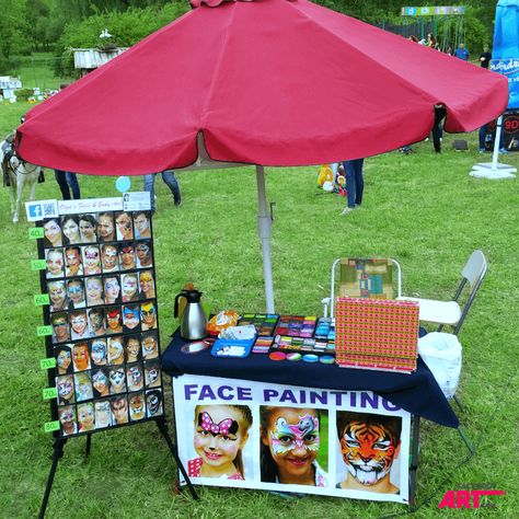 Waterproof Face Painting, Face Paint Table Set Up, Face Painting Stall Ideas, Face Painting Table Set Up, Face Painting Flyer, Face Paint Set Up Ideas, Face Painting Board Display, Face Painting Display Board, Face Paint Business