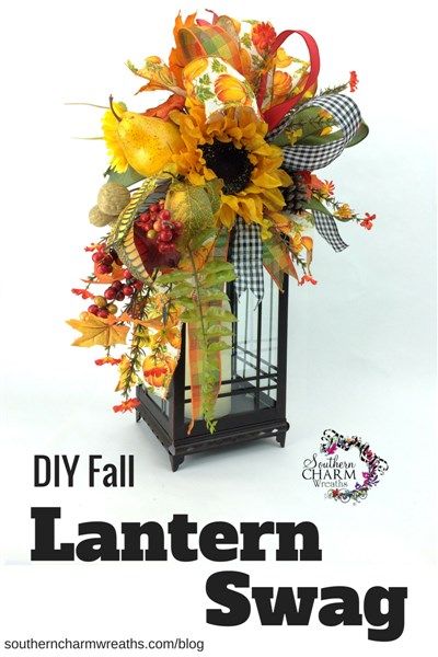 DIY Fall Lantern Swag by SouthernCharmWreaths. Use this Lantern Swag tutorial to make a lantern swag for any season. Lantern Swags Tutorial, Make A Lantern, Fall Lanterns, Fall Lantern, Lantern Swag, Casa Halloween, Lantern Ideas, Halloween Lanterns, Cute Dorm Rooms