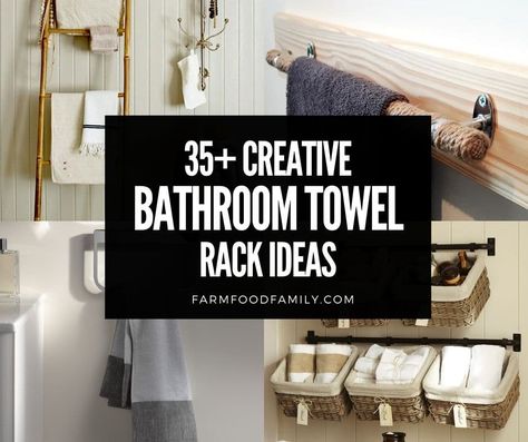 bathroom-towel-rack-ideas-designs Beach Bathroom Towel Rack Ideas, Bathroom Towel Hooks No Drill, Bathroom Towel Racks And Hooks, Bathroom Rods Towel Racks, Diy Towel Shelf, Towel Rack Over Toilet Ideas, Bathroom Towel Bar Decorating Ideas, Towel Bar Decor Ideas Bathroom, Towel Rack Bathroom Hanging Ideas Small Bathroom