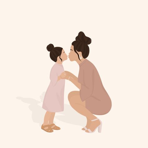 Mom And Daughter Wallpaper Aesthetic, Wallpaper Mother And Daughter, Mom And Daughter Animation, Mom And Daughter Aesthetic Drawing, Instagram Highlight Covers Daughter, Mom And Daughter Art Illustrations, Mother Daughter Vision Board, Motherhood Illustration Mother Art, Mother And Daughter Illustration Art