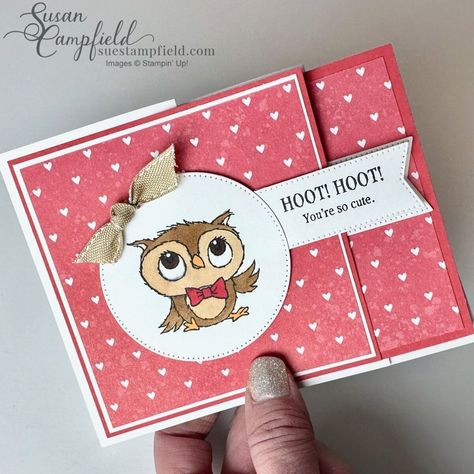 The Stampin' Up! Adorable Owls stamp set is, well....adorable! It's also FREE with a qualifying purchase! This adorable stamp set is only… | Instagram Su Owl Cards, Stampinup Owl Cards, Fun Fold Birthday Card Tutorials, Terri Gaines Cards, Stampin Up Owls, Stamp Up Cards Ideas, Stampin Up Fun Fold Birthday Cards, Stampin Up Stamped With Love, All Bundled Up Stampin Up Cards