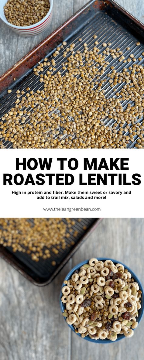 Roasted Lentils Snack, Baking With Lentils, Dried Lentil Recipes, Crunchy Lentils, Red Lentil Recipes Easy, Fried Lentils, Baked Lentils, Vegetarian Beans, Green Lentil Recipes