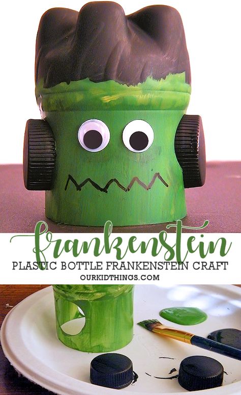 Frankenstein Craft, Dulceros Halloween, Water Bottle Crafts, Tire Art, Craft Halloween, Monster Craft, October Crafts, Homemade Halloween Decorations, Halloween Arts And Crafts