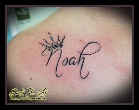 Julian Name Tattoo, Tattoos For Husband Name, Noah Tattoo Name, Husbands Name Tattoo Ideas, Noah Tattoo, Sons Name Tattoos, Husband Name Tattoos, Noah Name, Tattoo For My Son