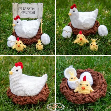 Free Crochet Chicken, Sewed Toys, Crochet Nest, Chicken Potholder, Easter Crochet Patterns Free, Crochet Hobby, Crochet Critters, Scrap Crochet, Pattern Step By Step