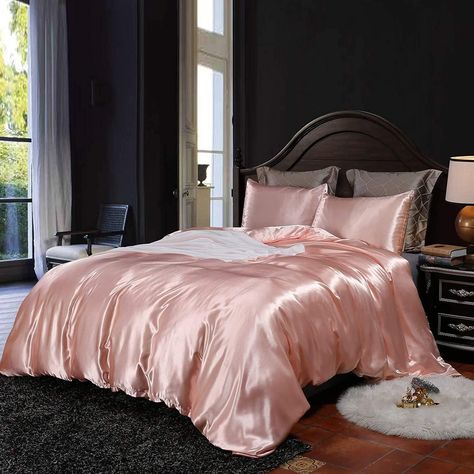 Takken Decor, Pink Bed Sheets, Pink Comforter, Pink Duvet, Silk Bedding Set, Pink Duvet Cover, Satin Bedding, Satin Sheets, Silk Bedding