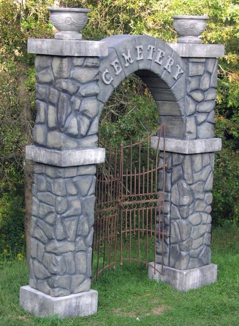 hal_richardr | gallery.hotwirefoamfactory.com Archway Entrance, Entrada Halloween, Cemetery Entrance, Fond Studio Photo, Halloween Garden Decorations, Halloween Cemetery, Dekorasi Halloween, Foam Factory, Decoration Beton