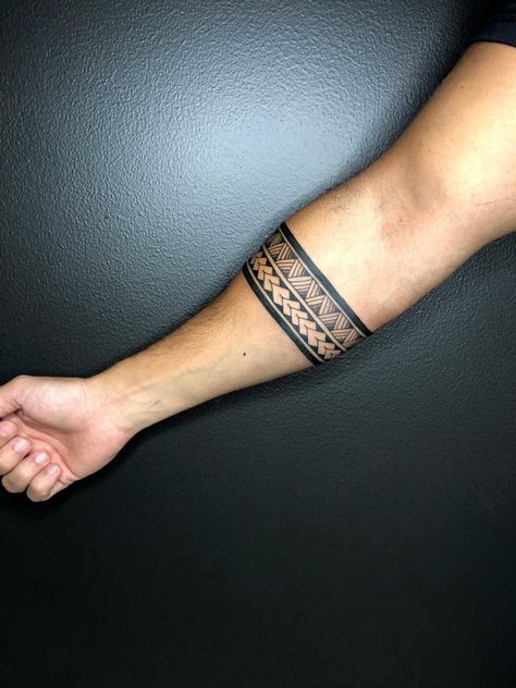 Forearm Bracelet Tattoo For Men, Men Band Tattoo, Wrist Band Tattoo Men, Maori Armband Tattoo Design, Armband Tattoo Design Men, Arm Band Tattoo Designs For Men, Tattoo Bands For Men, Armband Tattoo Men Forearm, Bracelet Tattoo Men