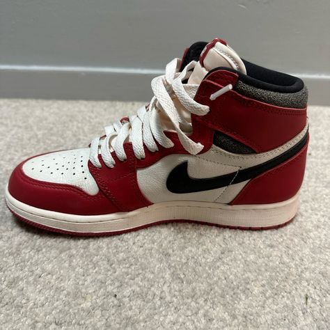 Jordan 1 Retro High Og Chicago Lost And Found Gs Worn Once Box Yes Like Brand New Shoes Jordan 1, Jordan Red, Shoes Jordan, Lost And Found, Jordans For Men, Jordan 1 Retro High, Lost & Found, Jordan 1 Retro, Jordan Shoes