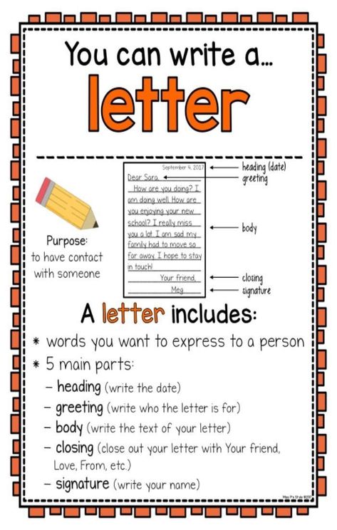 Letter Writing For Kids, Types Of Writing, Letter Book, Writing Paper Template, Writing Organization, Writing Posters, Writing Centers, 3rd Grade Writing, 2nd Grade Writing