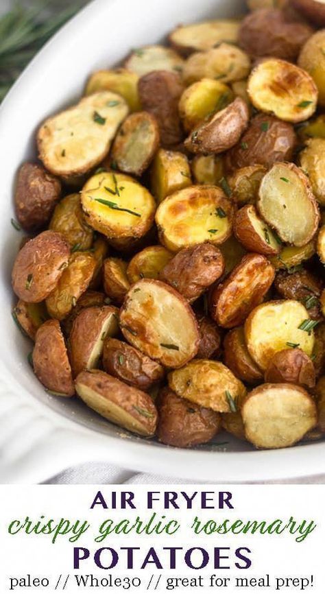 air fryer recipes chicken #AirFryerRecipes Air Fryer Red Potatoes, Fried Red Potatoes, Red Potato Recipes, Rosemary Potatoes, Small Red Potatoes, Roasted Red Potatoes, Rosemary Garlic, Appetizer Bites, Fried Potatoes