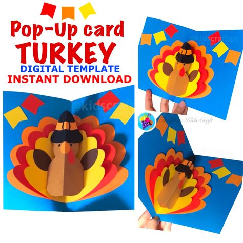 Turkey Pop Up Card, Art Night Ideas, Art First Grade, 2nd Grade Crafts, Thanksgiving Arts And Crafts, Nursing Home Crafts, Happy Thanksgiving Turkey, Thanksgiving Art, Elementary Activities