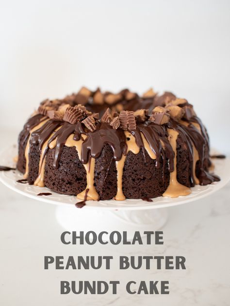 A rich, chocolate and peanut butter bundt cake. Perfect for birthdays, holidays, weekdays, or any celebration- and easy enough for bakers of any skill level. Chocolate Recess Cake, Reese’s Peanut Butter Bundt Cake, Reese Bundt Cake, Reeses Bundt Cake, Reese’s Bundt Cake, Mini Chocolate Peanut Butter Cake, Peanut Butter Reeces Cake, Best Chocolate Peanut Butter Cake, Chocolate Reeses Cake