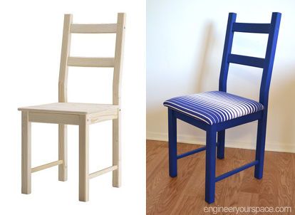 IKEA Hack: IKEA's IVAR and IKEA's INGO Get a Facelift | Hometalk Ivar Chair Hack, Oak Bedroom Furniture Wall Color, Ikea Hack Chair, Ivar Chair, Ikea Chair Makeover, Ikea Ingo, Ikea Dining, Dining Furniture Makeover, Hack Ikea