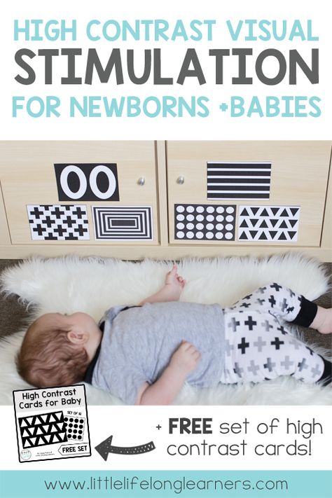 Baby and Newborn Play with high contrast visual stimulation | black and white cards | free printables | how to play with your newborn | play ideas for babies Newborn Play, Newborn Activities, Diy Bebe, Baby Black, Baby Sleep Problems, Montessori Baby, Baby Arrival, After Baby, Baby Diy