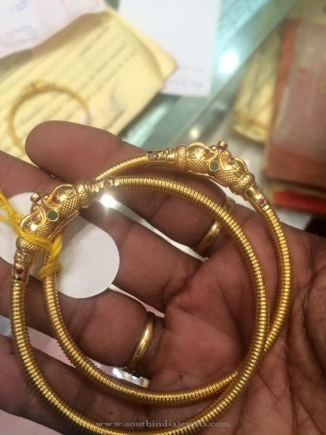 Simple Gold Kada Bangle Designs, Gold Kada Style Bangle Designs, Kada Bangles with weight. Bangle Designs Gold, Simple Gold Bangle, Ram Temple, Bangles Collection, Kada Bangles, Baby Jewellery, Gold Kada, Gold Bangles Indian, Gold Pearl Jewelry