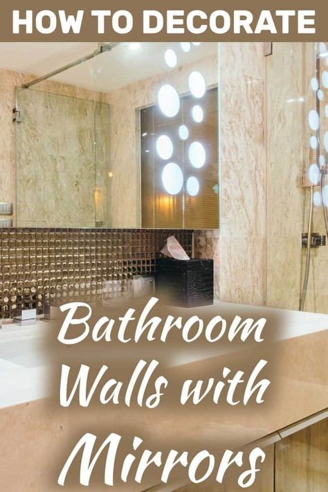 How to Decorate the Bathroom Walls with Mirrors - Home Decor Bliss. Article by HomeDecorBliss.com #HDB #HomeDecorBliss #homedecor #homedecorideas Full Wall Mirror, Large Bathroom Mirrors, Oversized Wall Mirrors, Bathroom Decor Luxury, Creative Bathroom, Mirrored Wall, Mirror Wall Bathroom, Large Bathrooms, Glass Shower Doors