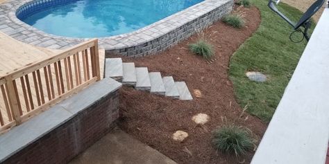 Semi Inground Pool, Inground Pool Ideas, Inground Pool Landscaping, In Ground Pool, Custom Backyard, Semi Inground Pools, Pool Kits, Above Ground Pool Landscaping, Small Pool Design