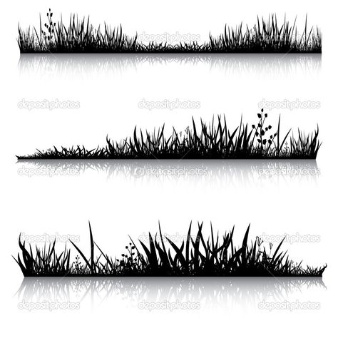 Reflection Illustration, Silhouette Nature, Grass Silhouette, Pastel Wedding Invitations, Landscape Pencil Drawings, Black Grass, Story Stone, Landscape Tattoo, Tree Sketches