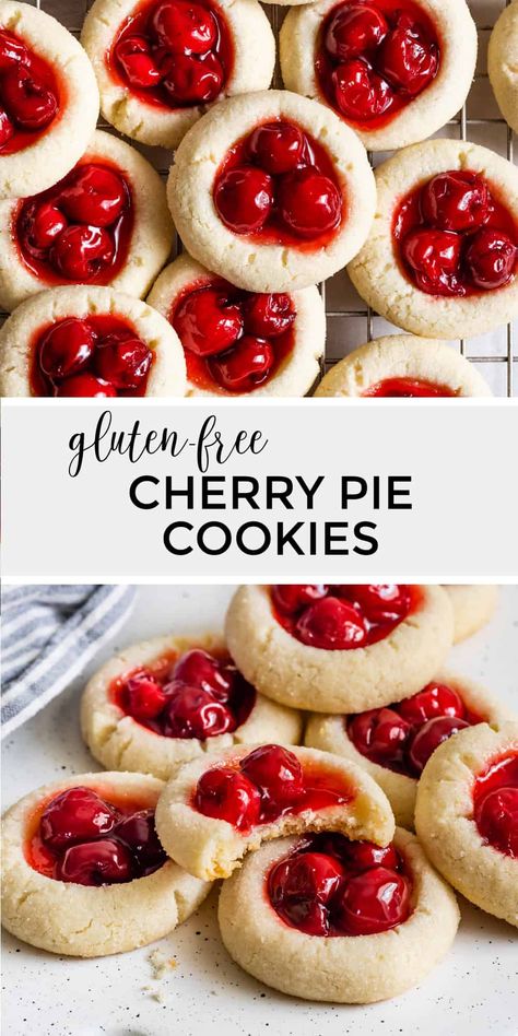 Cherry Pie Cookies, Gluten Free Christmas Cookies, Gluten Free Holiday, Pie Cookies, Gluten Free Cookie Recipes, Gluten Free Christmas, Gf Desserts, Gluten Free Sweets, Gluten Free Dairy Free Recipes