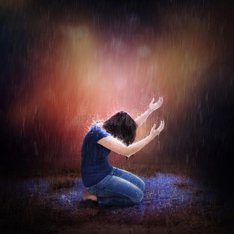 Rainstorm Prayer. A woman kneeling to pray during a heavy rain storm , #Affiliate, #woman, #kneeling, #Rainstorm, #Prayer, #rain #ad Prayer Pictures, Kneeling In Prayer, Prayer Images, Psalm 30, Psalm 23 1, Book Of Psalms, The Longest Journey, Soul Healing, Guys Be Like