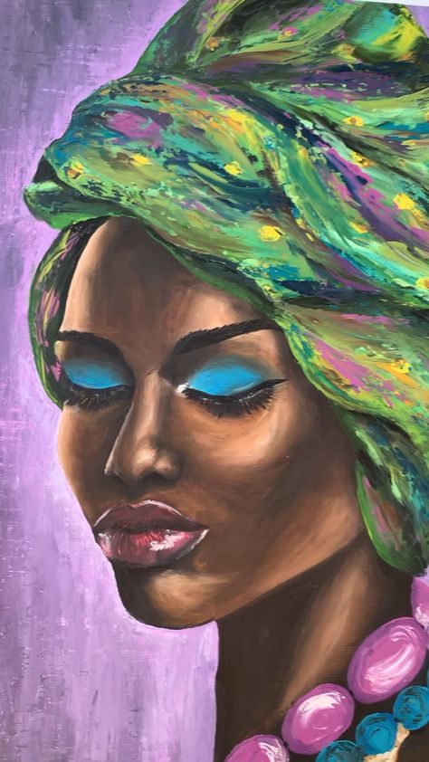 African Woman Portrait, African Women Painting, Modern Art Canvas Painting, Acrylic Painting Inspiration, African Artwork, African Women Art, Cubist Art, African Paintings, Afrikaanse Kunst