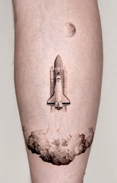 Rocket Ship Tattoo, Space Tattoo Sleeve, Mario Tattoo, Rocket Tattoo, Astronaut Tattoo, Universe Tattoo, Hidden Tattoos, Alien Tattoo, Ship Tattoo