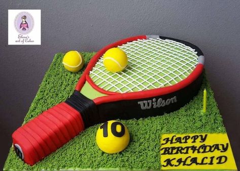 Tennis Racquet Cake, Tennis Racket Cake, Tennis Birthday Party, Tennis Cake, Disney Princess Birthday Cakes, Boat Cake, Tennis Birthday, 8th Birthday Cake, Princess Birthday Cake