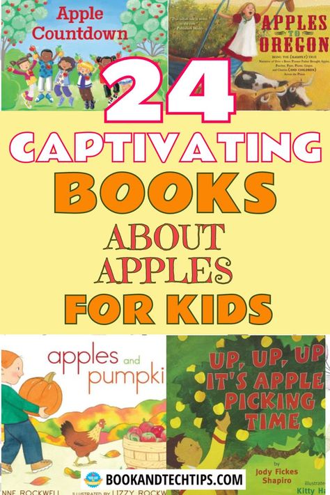 books about apples Apple Books For Kindergarten, Preschool Apple Books, Books About Apples For Preschool, Books About Apples, Preschool Apple Theme, Apple Kindergarten, Apple Lessons, School Library Design, Fall Books