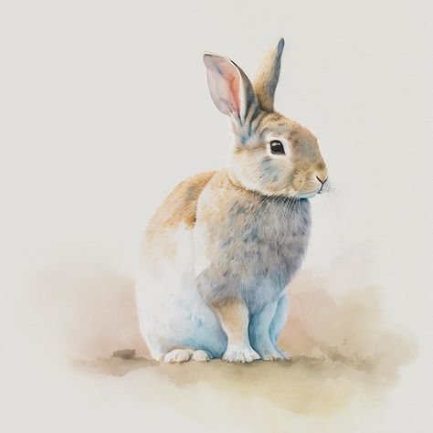 Photo a painting of a rabbit that is pai... | Premium Photo #Freepik #photo Artsy Shirt, Deer Png, Rabbit Artwork, Lapin Art, Bunny Watercolor, Rabbit Animal, L'art Du Portrait, Animal Watercolor, Rabbit Painting