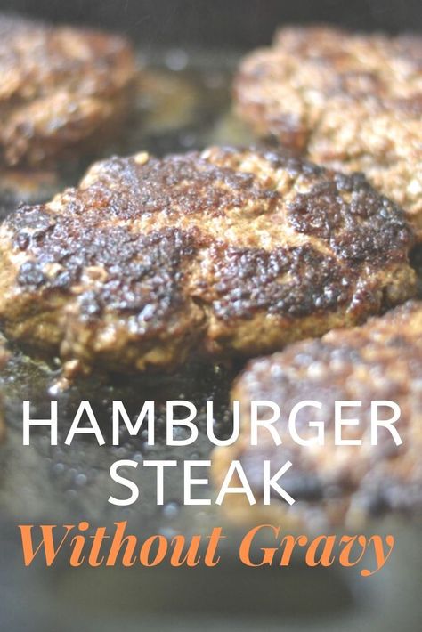 If you have ground beef, peppers and onions, you can make this quick hamburger steak without gravy recipe in less than 30 minutes! #groundbeefrecipe #hamburgersteak Southern Hamburger Steak, Hamburger Steak With Mushrooms And Onion, Hamburger Steaks Recipes, Hamburger Steak Dinner Ideas, Hamber Steak Recipe, Hamburger Steak And Onions, The Best Hamburger Steak, How To Cook Hamburger Steak, Hamburger Steak Recipes Crockpot