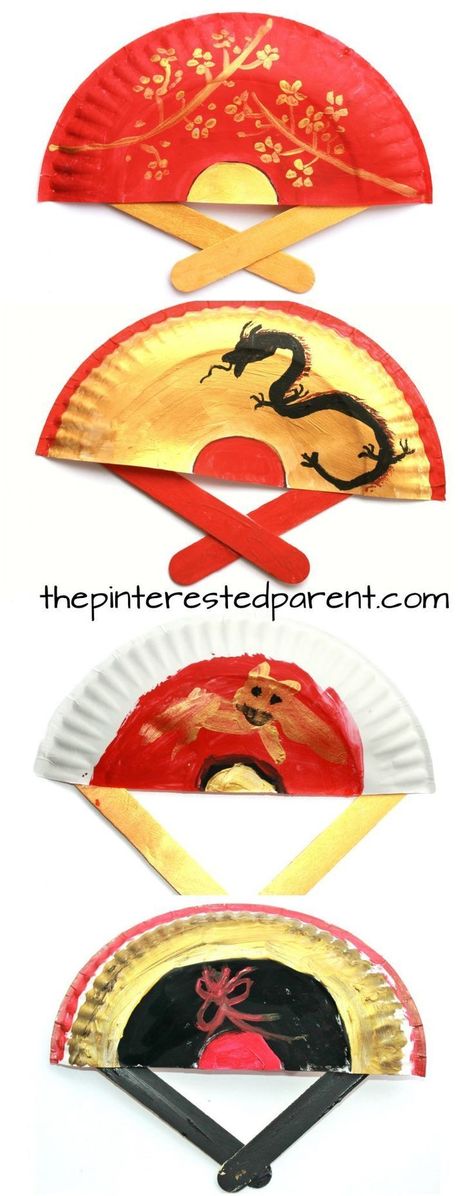 Painted Paper Plate Hand Fans. Perfect for Chinese New Year or Tet. Kid's Chinese Language Week Activities, Diy Chinese Fans Paper, Chinese Preschool Activities, Culture Week Preschool, Multicultural Crafts For Kids, Chinese Activities For Kids, Multicultural Activities Preschool, Paper Plate Fans, Multicultural Activities For Kids