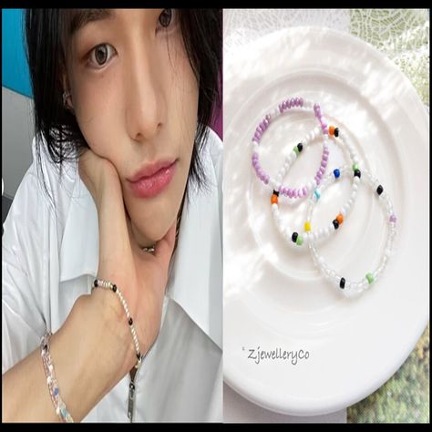 Stray Kids Hyunjin Inspired Beaded Bracelets Hwang Hyunjin - Etsy Hyunjin Beaded Jewelry, Hyunjin Beads Bracelet, Hyunjin Beaded Bracelet, K Pop Beaded Jewelry, Kpop Inspired Beaded Jewelry, Musubi Ideas, Hyunjin Accessories, K Pop Bracelet Ideas, Hyunjin Bracelet