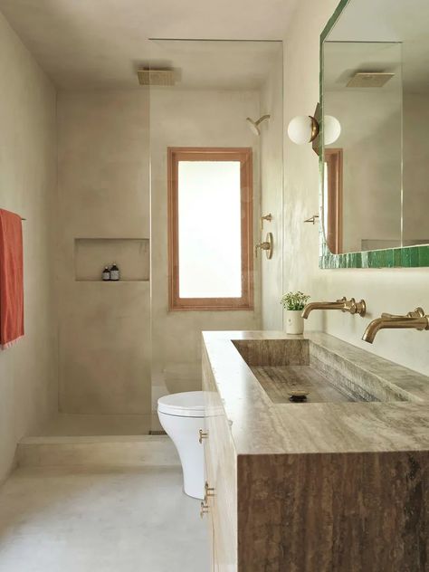 We found all the small bathroom makeover inspiration in these two remodels. #stonevanity #floatingvanity #zenbathroom Big Tiles Bathroom, Big Vanity, Cool Tile, Small Bathroom Inspiration, Nyc Family, Colorful Tile, Small Bathroom Makeover, Colourful Tile, Custom Mirrors