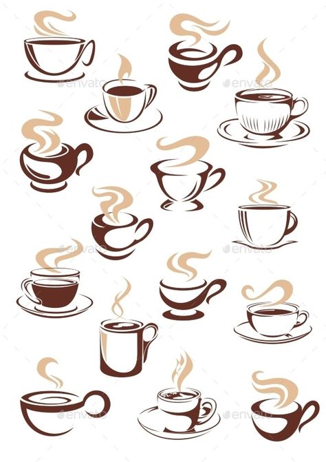 Tea Cup Drawing, Coffee Cup Drawing, Jura Coffee Machine, Coffee Steam, Deur Sticker, Steaming Coffee, Paper Tea Cups, Cafe Menu Design, Cupping At Home