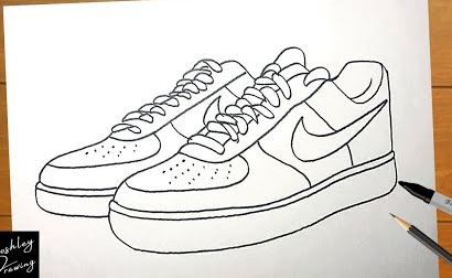 Nike Shoes Drawing Easy, How To Draw Nike Shoes, Nike Shoes Drawing Sketches, How To Draw Jordans, Nike Shoes Drawing, Jordan Tennis Shoes, Draw Everyday, Shoe Drawings, Drawing Instructions