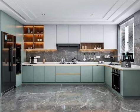 1000+ Modular Modern Kitchen Styles with Cost in India - Livspace Modular Kitchen Design Indian, Kitchen Cabinet Colours, Latest Modular Kitchen Design, L Shaped Modular Kitchen, Kitchen Unit Designs, Cabinet Colours, Modular Kitchen Ideas, Interior Brochures, Kitchen Design Countertops