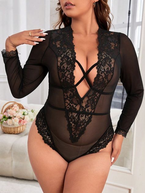 Hot Bodysuit Outfit, Body Plus Size, Body Noir, Body Lingerie, Bodysuit Outfit, Body Dentelle, Lingerie Plus Size, Female Shorts, High Street Fashion