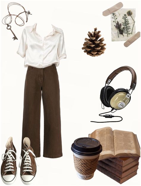 Coffee Aesthetic Outfit, Coffee Outfit Ideas, Coffee Shop Outfit, Shop Photoshoot, Coffee House Cafe, Uni Fits, Brown Converse, Aesthetic Styles, Cottagecore Outfit