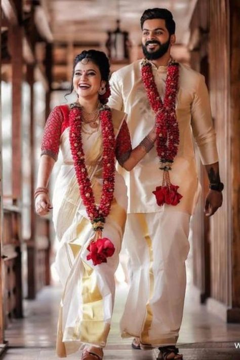 Here are Some BEST Couple Photography Ideas & Poses for South Indian Couples that you MUST need to capture for your wedding functions. #weddingbazaar#indianwedding #coupleweddingphotography #coupleweddingphotographyindian #coupleweddingphotographyposes #coupleweddingphotographyforeheadkisspicture #coupleweddingphotographyromantic #coupleweddingphotographyphotoposes #southindianweddingphotography #southindiancouplephotoshoot #southindiancouplephotoshoottraditional #southindiancouplephotoshootpose Wedding Pictures With Friends, Kerala Wedding Couple, Funny Wedding Poses, Marriage Photoshoot, Marriage Poses, Indian Wedding Pictures, Marriage Stills, Indian Bride Poses, Indian Bride Photography Poses