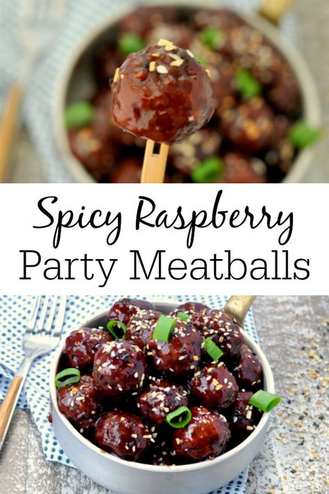 Meatballs With Raspberry Jam, Raspberry Balsamic Meatballs, Finger Food Meatballs, Christmas Party Meatballs, Raspberry Savory Recipes, Raspberry Recipes Savory, Raspberry Appetizers, Meatball Party Ideas, Raspberry Recipes Dinner