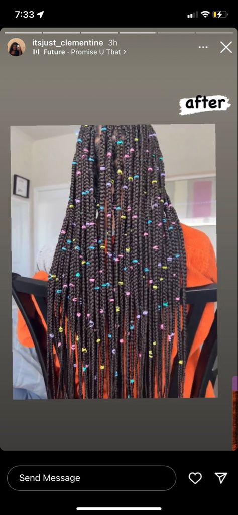 Knotless With Rubber Bands, Knotless Box Braids Hairstyles Ideas Color, Knotless Box Braids With Rubber Bands, Braids With Colorful Rubber Bands, Knotless Braids With Rubber Bands, Glitter Knotless Braids, Rubber Band Braids Hairstyles, Box Braids With Rubber Bands, Rubber Band Knotless Braids