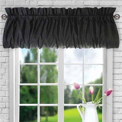 August Grove® This balloon valance bring beauty and a brand new look into your home decor with this curtain program. This balloon valance is engineered from a lighter fabric that is designed to allow some light in while providing privacy. Made with 70% polyester/30% cotton fabric creates a smooth draping effect, soft texture and easy maintenance. Color: Black 60 Balloons, Balloon Valance, Balloon Curtains, No Sew Curtains, Double Curtains, Kitchen Valances, Valance Window Treatments, Curtain Valance, Decor Pillows