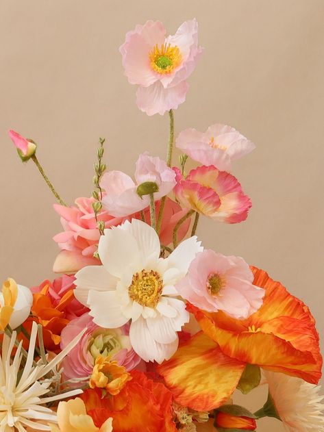 This Colourful Artificial Flowers Bridal Bouquet is a gorgeous sight to behold! With its blend of pastel orange and cream, it'll make the perfect bouquet for your walk down the aisle. And because it's artificial, your big day will last longer than ever before. So don't miss out - get hitched and get this fabulous bouquet! Bright Orchid Bouquet, Orange And Mauve Wedding, Pink And Orange Bridal Bouquet, Pink And Orange Bouquet, Alice Aesthetic, Bright Wedding Bouquet, Orange And Pink Flowers, Peach Wedding Bouquet, Orange Bridal Bouquet