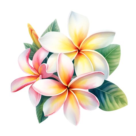 Flores Plumeria, Plumeria Flowers, Watercolor Plants, Art Tropical, Flowers Watercolor, Hawaiian Flowers, Tropical Art, Flower Clipart, Hibiscus Flowers