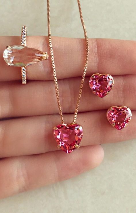 Cheap Valentine's Day Jewelry, Pink Jwellary, Valentine’s Day Jewelry, Valentines Day Jewelry, Ideas Valentines Day, Jewelry Valentines Day, Diy Valentines Day, Pretty Jewelry Necklaces, Romantic Holiday